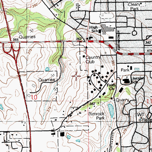 Topographic Map of Junction City Country Club, KS