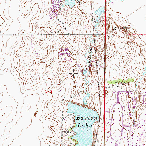 Topographic Map of Lake Barton Golf Course, KS