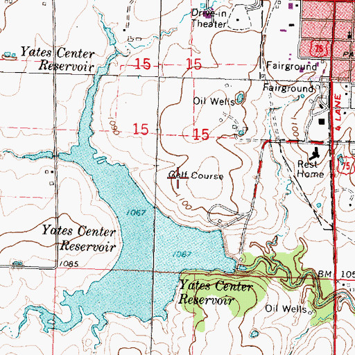 Topographic Map of Lakeside Golf Course, KS