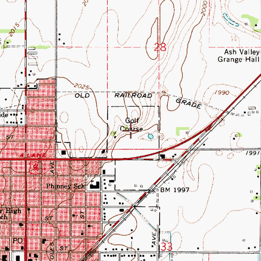 Topographic Map of Larned Country Club, KS