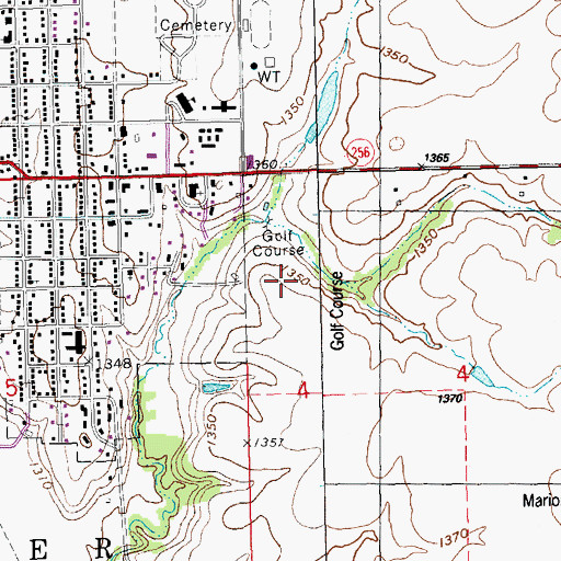 Topographic Map of Marion Country Club, KS