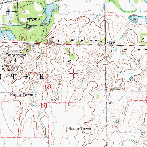 Topographic Map of Park Hills Country Club, KS