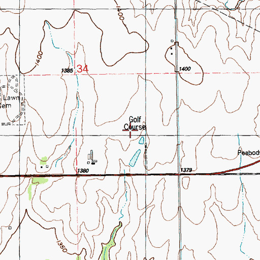 Topographic Map of Peabody Golf Course, KS