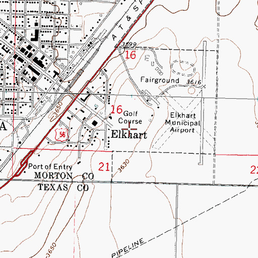 Topographic Map of Point Rock Golf Club, KS