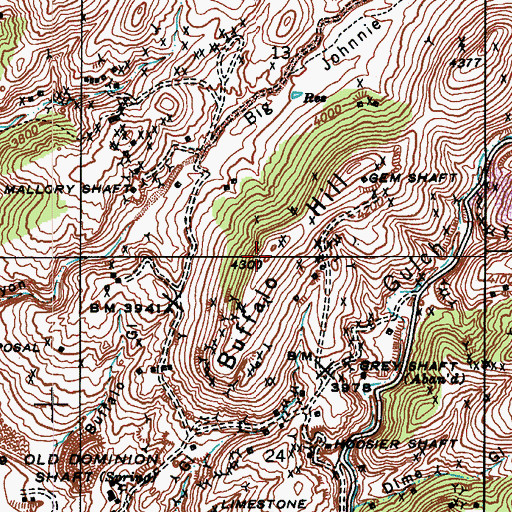 Topographic Map of Buffalo Hill, AZ