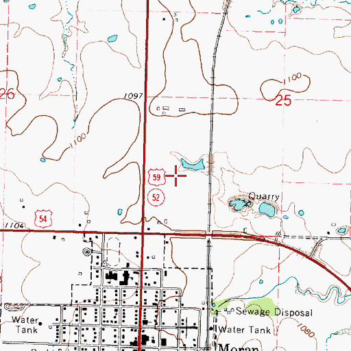 Topographic Map of Sunny Meadows Golf Course, KS