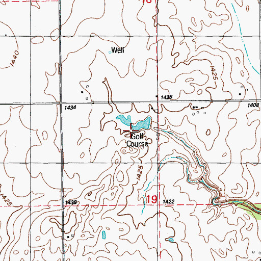 Topographic Map of Wedgewood Golf Course, KS