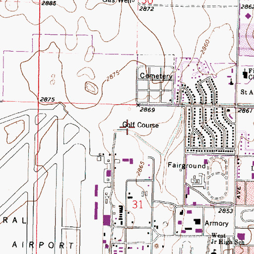 Topographic Map of Willow Tree Golf Course, KS