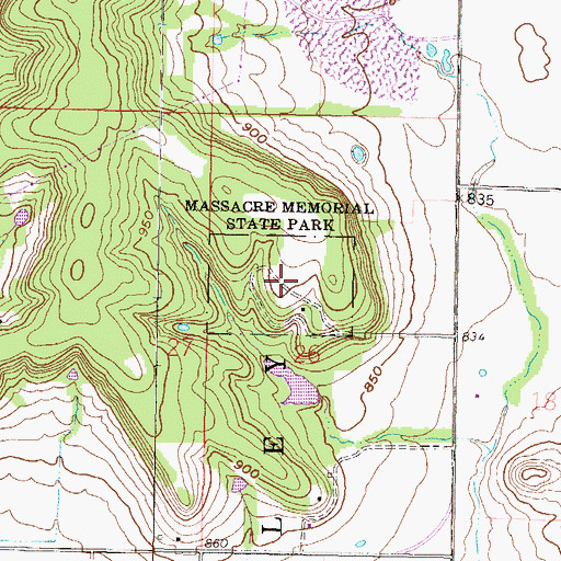 Topographic Map of Marais des Cygnes Massacre State Historic Site, KS