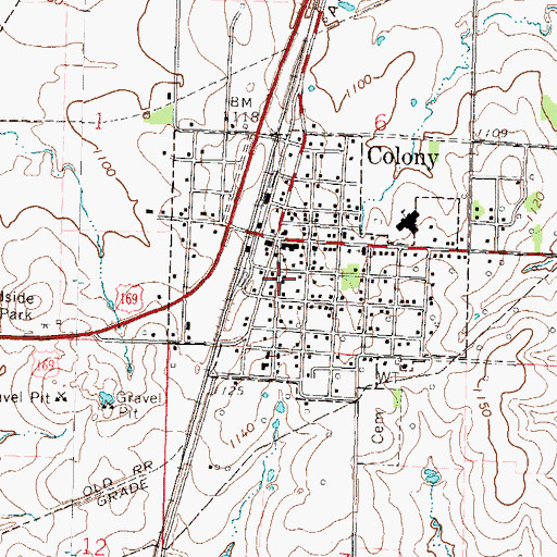 Topographic Map of Colony City Library, KS