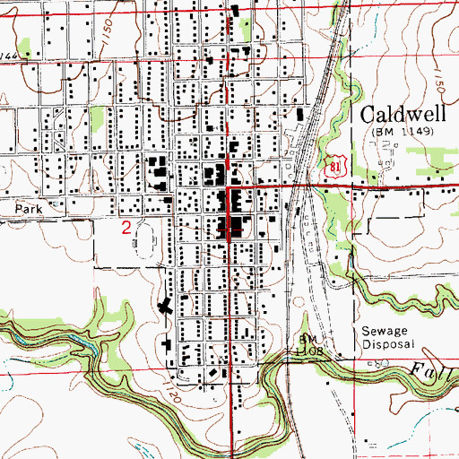 Topographic Map of Caldwell Public Library, KS