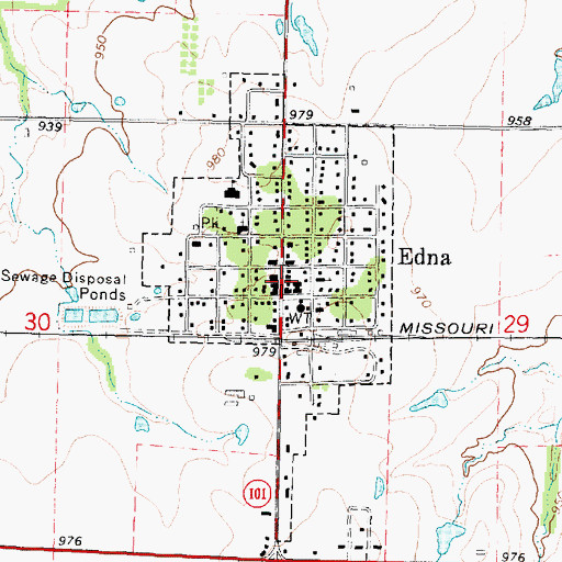 Topographic Map of Edna Public Library, KS