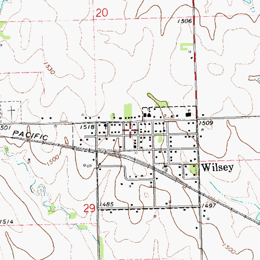 Topographic Map of Elm Creek Township Library, KS