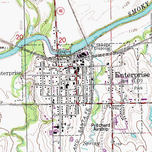 Topographic Map of Enterprise Public Library, KS