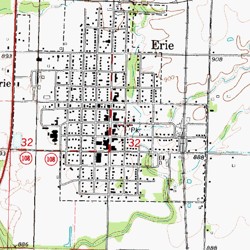 Topographic Map of Erie City Public Library, KS