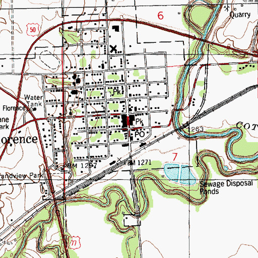 Topographic Map of Florence Public Library, KS