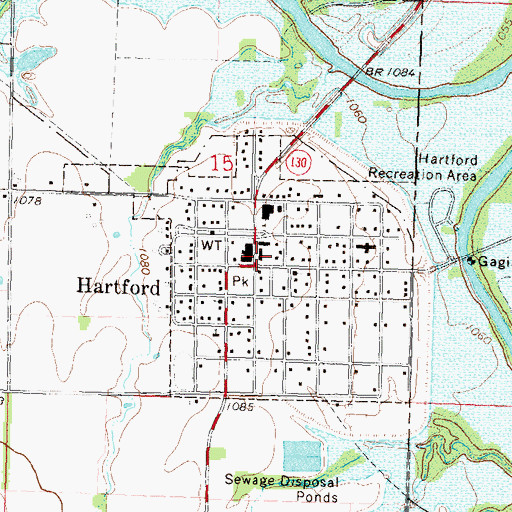 Topographic Map of Elmendaro Township Library - Hartford, KS