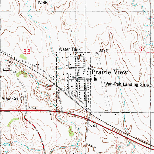 Topographic Map of Sunshine City Library, KS