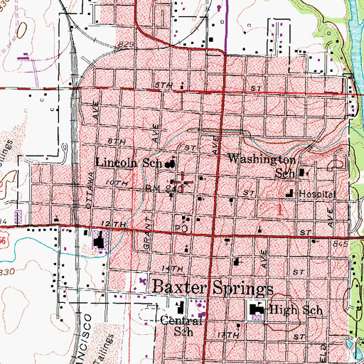 Topographic Map of Johnston Public Library, KS