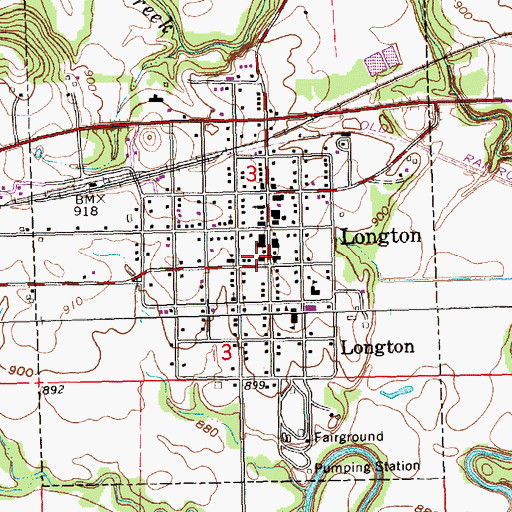 Topographic Map of Longton Public Library, KS