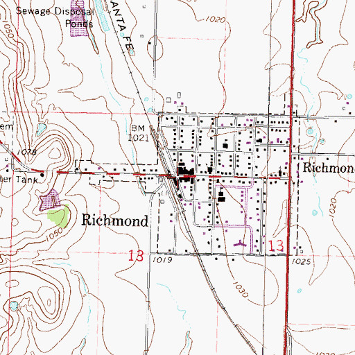 Topographic Map of Richmond Public Library, KS