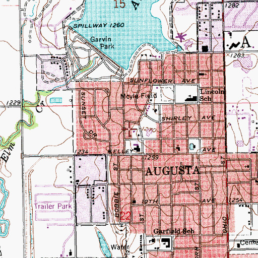 Topographic Map of Augusta Public Library, KS