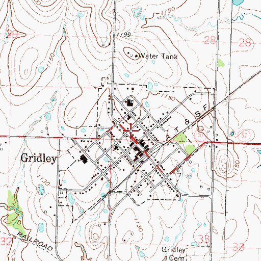 Topographic Map of Coffey County Library Gridley Branch, KS