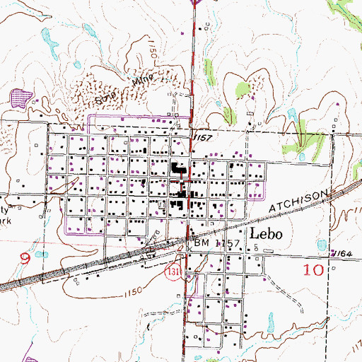 Topographic Map of Coffey County Library Lebo Branch, KS