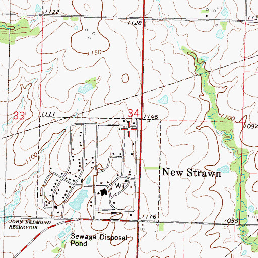 Topographic Map of Coffey County Library New Strawn Branch, KS