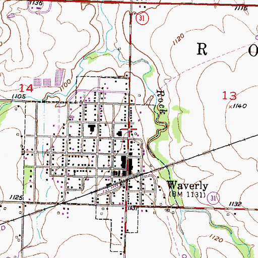 Topographic Map of Coffey County Library Waverly Branch, KS
