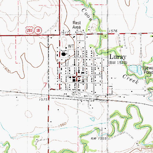 Topographic Map of Luray City Library, KS