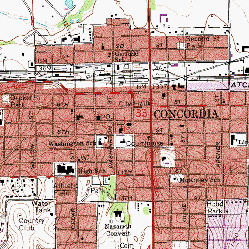 Topographic Map of Frank Carlson Library, KS