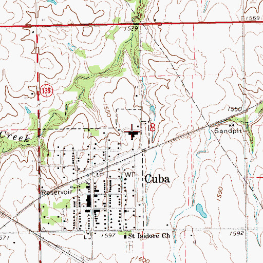 Topographic Map of Hillcrest Library, KS