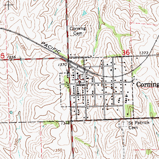 Topographic Map of Corning City Library, KS