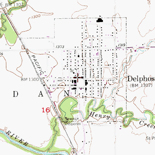 Topographic Map of Delphos Public Library, KS