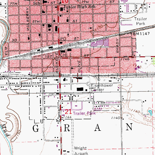 Topographic Map of Dwight D Eisenhower Presidential Library, KS