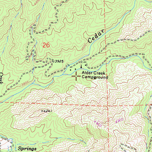Topographic Map of Alder Creek Campground, CA