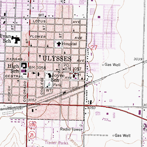 Topographic Map of Grant County Library, KS