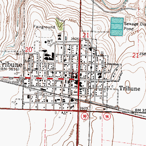 Topographic Map of Greeley County Library, KS