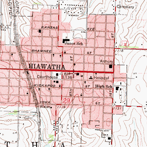 Topographic Map of Morrill Public Library, KS