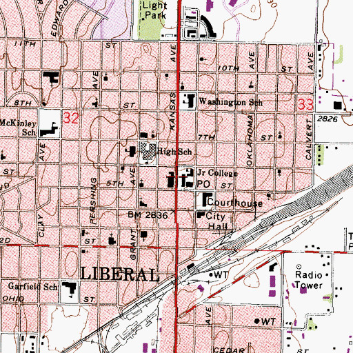 Topographic Map of Liberal Memorial Library, KS