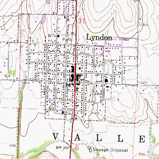Topographic Map of Lyndon Carnegie Library, KS