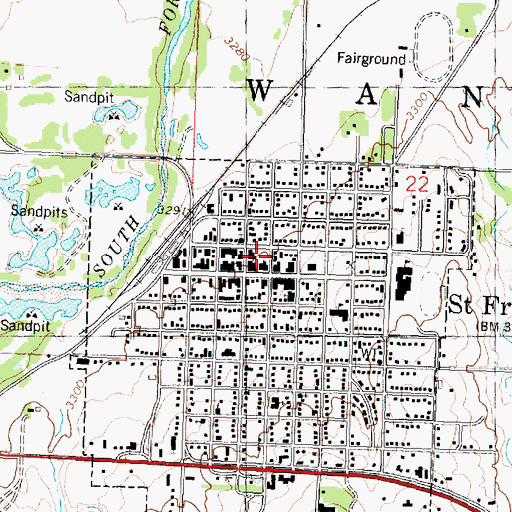Topographic Map of Saint Francis Public Library, KS