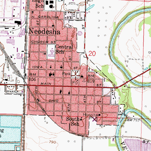 Topographic Map of W A Rankin Memorial Library, KS