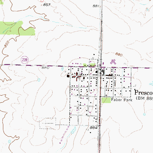 Topographic Map of Prescott City Library, KS