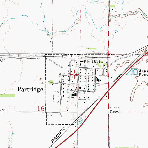 Topographic Map of Partridge Public Library, KS