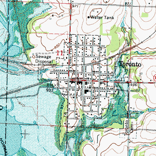 Topographic Map of Toronto Public Library, KS