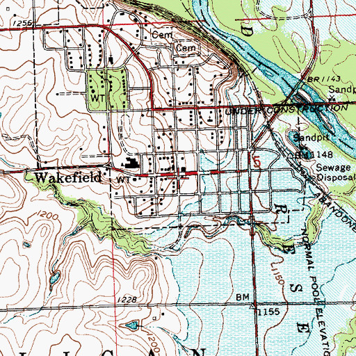 Topographic Map of Wakefield Public Library, KS