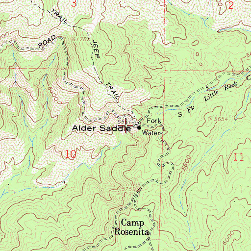 Topographic Map of Alder Saddle, CA