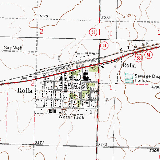 Topographic Map of Rolla Public Library, KS